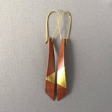 Cherry Wood And 24k Gold Twisted Earrings