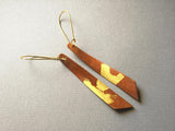 Cherry Wood And 24k Gold Twisted Earrings