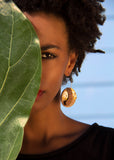 Walnut Circle Layered-Shapes Collage Earrings