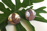 Walnut Circle Layered-Shapes Collage Earrings