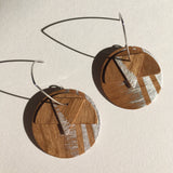 Cherry Wood And Pure Silver Layered Collage Earrings