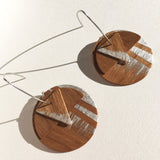 Cherry Wood And Pure Silver Layered Collage Earrings