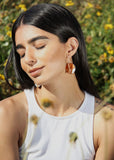 Cherry Wood And Pure Silver Layered Collage Earrings