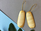 Sycamore Wood And 24k Gold Edged Oval Earrings