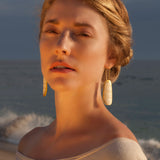 Sycamore Wood And 24k Gold Edged Oval Earrings