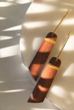 Cherry Wood And 24k Gold Stripe Earrings