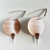 Disc and Dagger Cherry Wood And Silver "Totem" Earrings
