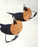 Disc and Dagger Cherry Wood And Silver "Totem" Earrings