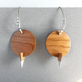 Disc and Dagger Cherry Wood And Silver "Totem" Earrings