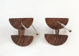 Large "Totem"  Walnut wood earrings