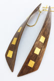 Elegant Walnut wood and 24K gold twist earrings