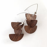 Large "Totem"  Walnut wood earrings