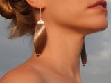 Walnut Wood And Silver Leaf Shaped Twisted Earring