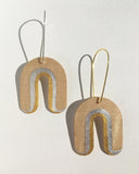 Rainbow Sycamore Wood 24k Gold And Silver Arch Earrings