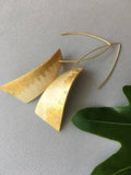 "Sail" reclaimed Sycamore wood and 24K gold leaf earrings