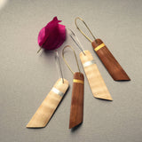 Sycamore Wood And Genuine Silver Stripe Earrings
