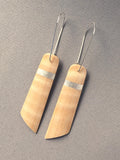 Sycamore Wood And Genuine Silver Stripe Earrings