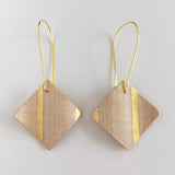 White Sycamore 24k Gold Square Wooden Earrings
