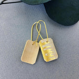 Tiny Sycamore And 24k Gold Square Earrings