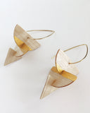 Totem Sycamore Wood And 24k Gold Stacked Shapes Earring