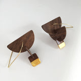 Totem Walnut Wood And 24k Gold Stacked Shapes Earrings