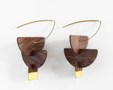 Totem Walnut Wood And 24k Gold Stacked Shapes Earrings